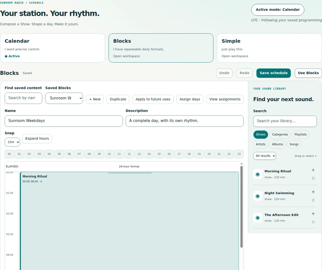 Build a 24-hour Block — Reusable daily formats, ready for weekday or rotating assignments.