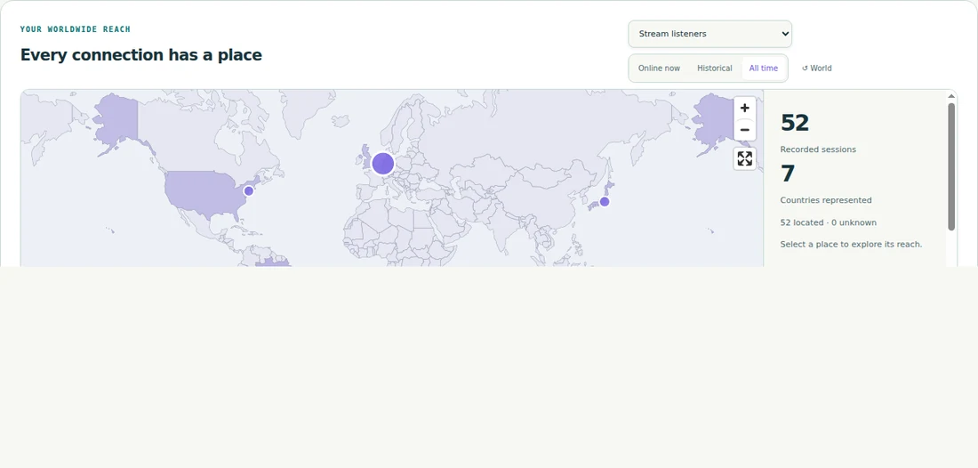 Every connection has a place — A locally rendered map of approximate locations. Demonstration data; connections are not unique people.